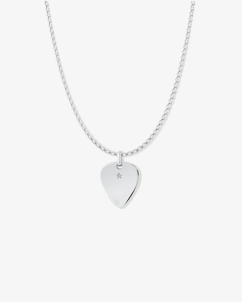 Pendentif Médiator de Guitare Gravé INXS Kick avec Chaîne en Argent Sterling Recyclé