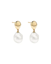 Boucles d’oreilles goutte avec perles baroques d’eau douce cultivées en or jaune 10 carats