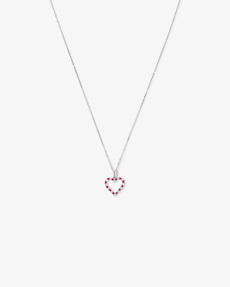 Heart Necklace with Created Ruby & 0.16 Carat TW of Diamonds in Sterling Silver
