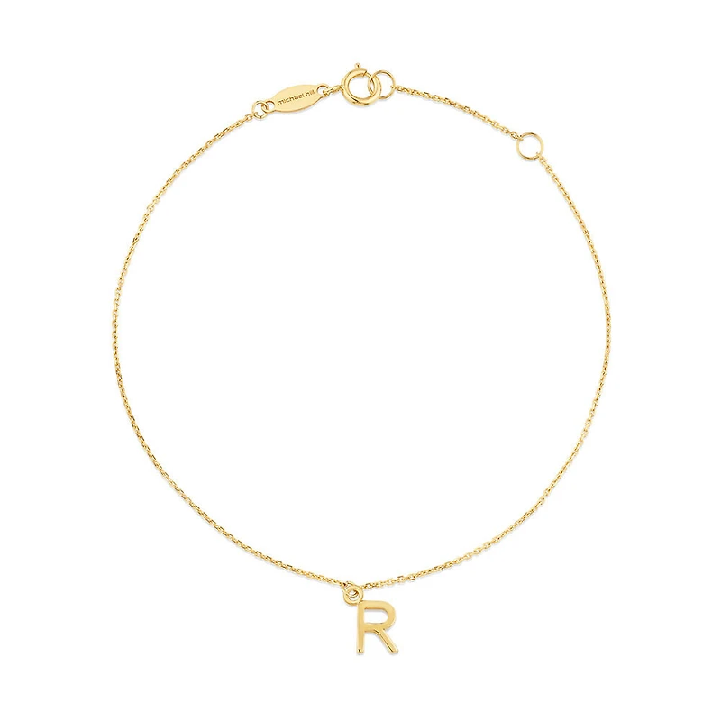 19cm (7.5") R Initial Bracelet in 10kt Yellow Gold