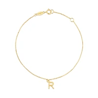19cm (7.5") R Initial Bracelet in 10kt Yellow Gold