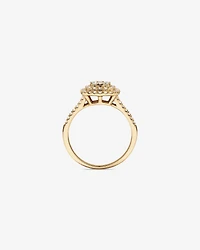 0.65 Carat TW Cushion Cluster Halo Diamond Ring in 10kt Yellow Gold