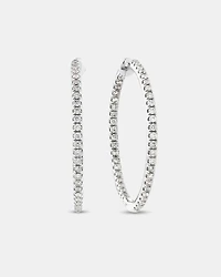 Boucles d'oreilles créoles avec 1,00 carat TW de diamants en or blanc 10 kt