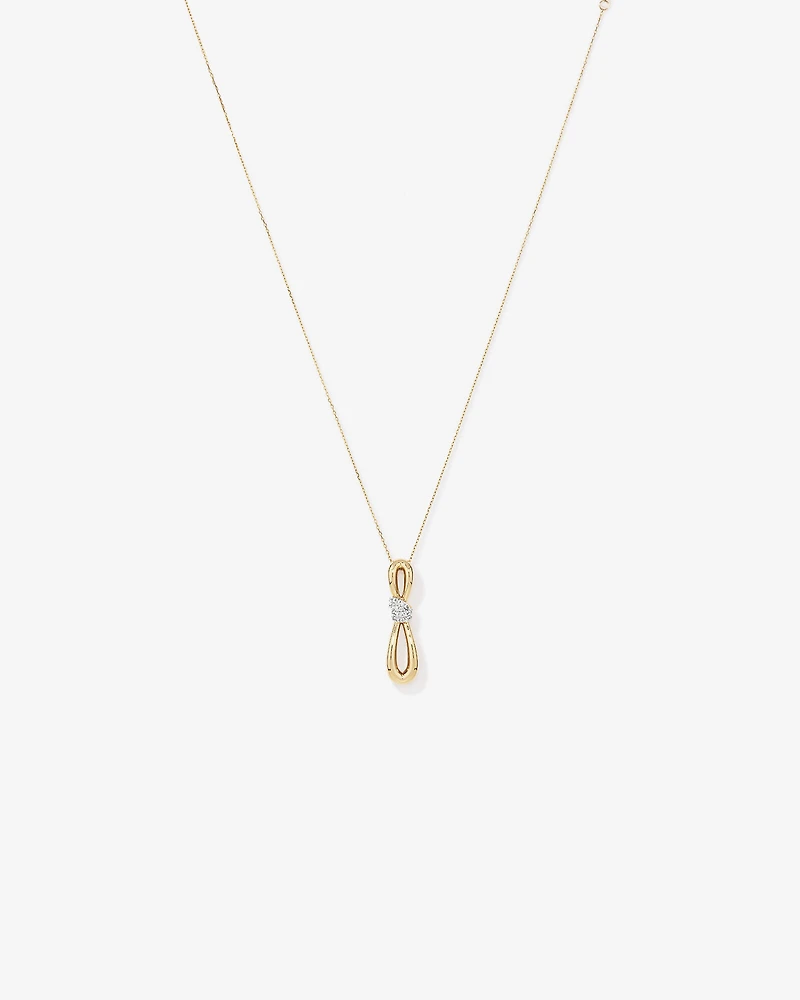 Pendentif à nœud de diamant TW de 0,17 carat en or jaune 10 carats