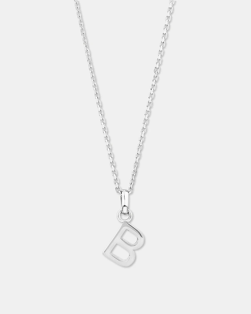 "B" Initial Pendant in Sterling Silver
