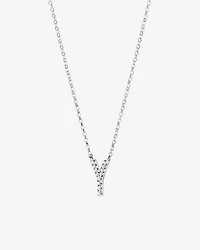 Collier à initiale Y en or blanc 10 K avec diamants totalisant 0,10 ct