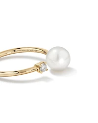Cultured Freshwater Pearl and Diamond Open Ring in 10kt Yellow Gold
