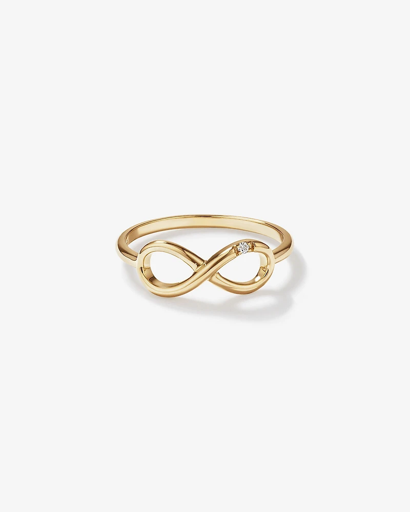 Bague infini ornée d'un diamant en or jaune 10kt