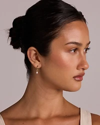 Oval Cultured Freshwater Pearl Single Earring Charm in 10kt Yellow Gold