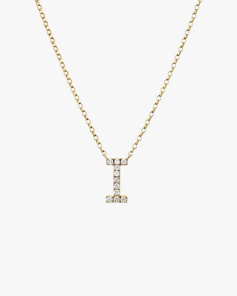 "I" Initial Necklace with 0.10 Carat TW of Diamonds in 10kt Yellow Gold