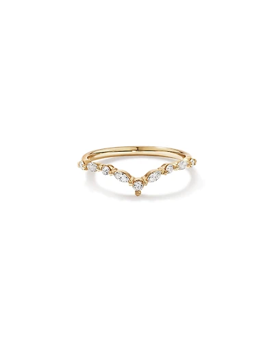 Alliance en or jaune 14 carats avec diamants de 0,25 carat et chevrons
