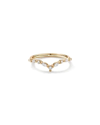 Alliance en or jaune 14 carats avec diamants de 0,25 carat et chevrons