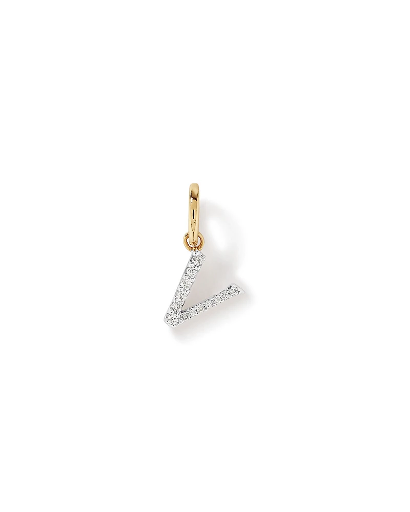 Pendentif initiale lettre V en diamant en or jaune 10 carats