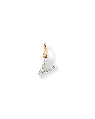 Pendentif initiale lettre V en diamant en or jaune 10 carats