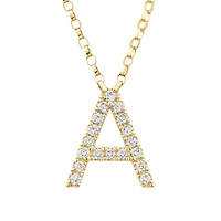 Collier à initiale « A » en or jaune 10 K avec diamants totalisant 0,10 ct