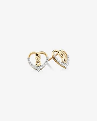 Boucles d'oreilles en forme de cœur avec symbole de l'infini en or jaune 10 K avec diamants totalisant 0,20 ct