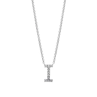 Collier à initiale I en or blanc 10 K avec diamants totalisant 0,10 ct