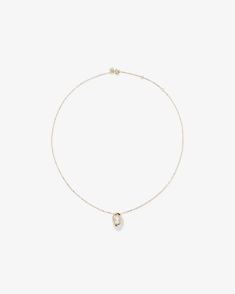 Lume Lab Oval Pendant with 0.50 Carat TW of Laboratory-Grown  Diamond in 10kt White Gold