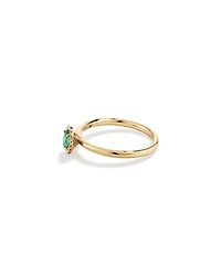 Bague Halo en Pierre Précieuse Émeraude Verte Taille Ovale et 0,08 Carat TW Diamant en Or Jaune 10 kt