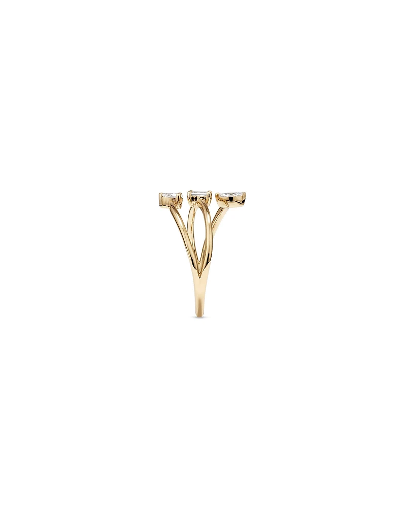 Bague empilée en diamant de laboratoire à 3 pierres TW taille fantaisie de 0,36 carat en or jaune 10 carats