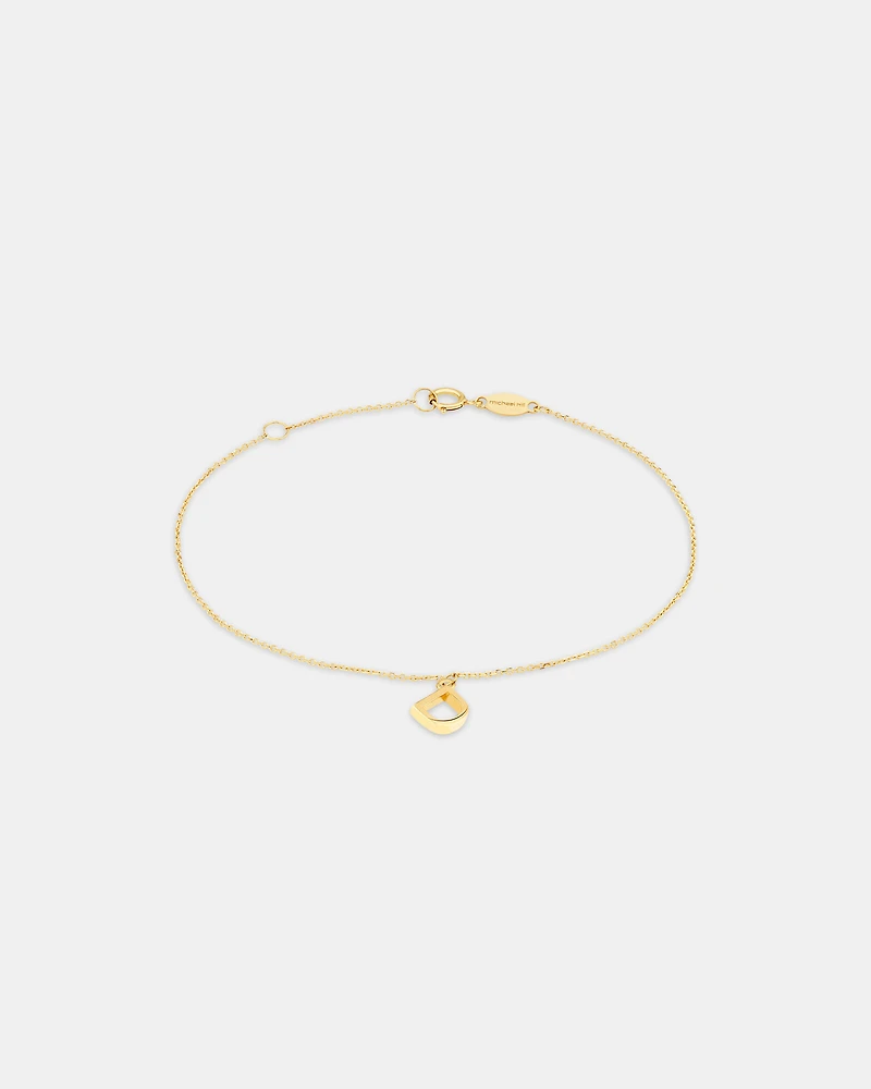 Collier à pendentif initiale D en or jaune 10 K