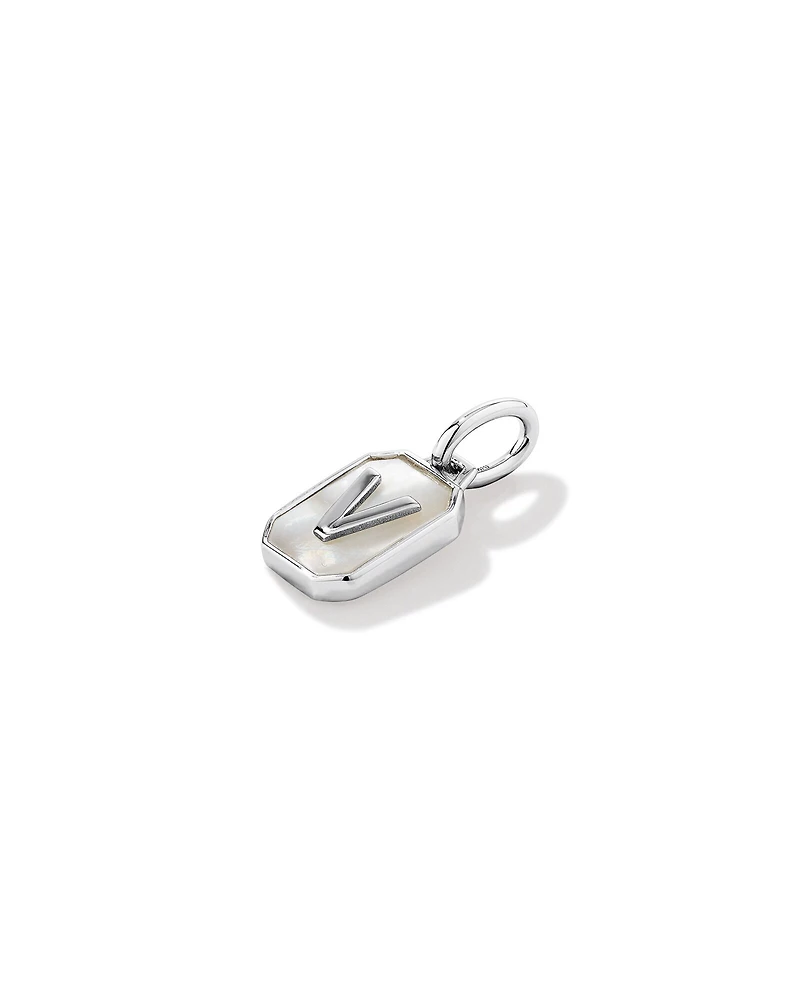 Pendentif initiale Lettre V en nacre et argent sterling