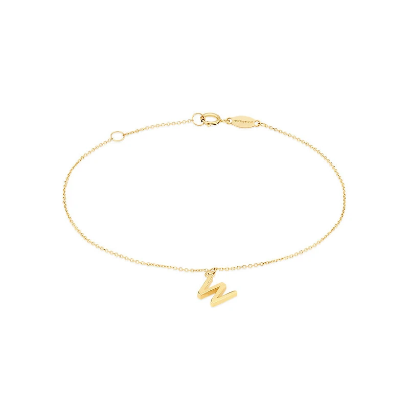 Collier à pendentif initiale W en or jaune 10 K