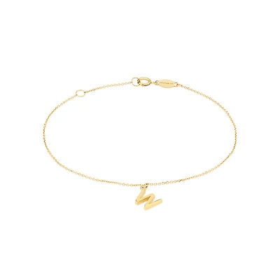 Collier à pendentif initiale W en or jaune 10 K