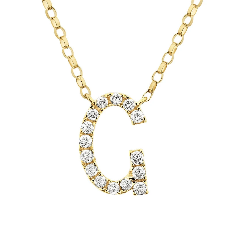 "G" Initial Necklace with 0.10 Carat TW of Diamonds in 10kt Yellow Gold