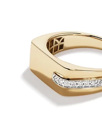 Chevalière Pour Homme Avec Accent En Diamant En Or Jaune Et Blanc 10Kt
