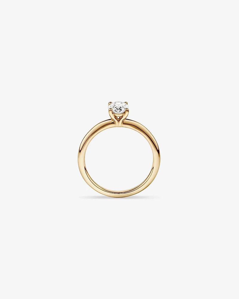 Bague de fiançailles solitaire ovale en diamant cultivé en laboratoire TW de 0,70 carat en or jaune 14 carats
