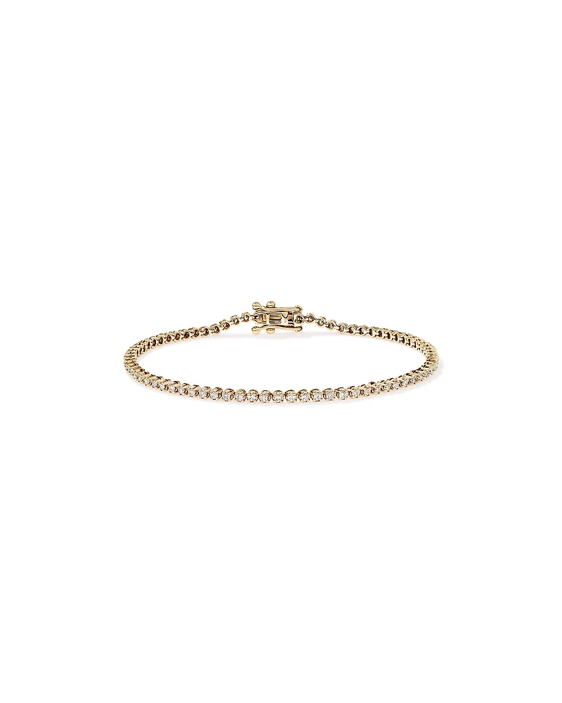 0.90 Carat TW Laboratory-Grown Diamond Tennis Bracelet 10kt Yellow Gold