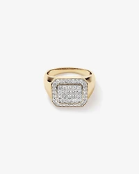 Bague chevalière ronde TW pavée de diamants brillants de 1,00 carat pour hommes en or jaune 10 carats