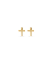 Boucles d'oreilles clous en forme de croix en or jaune 10 kt