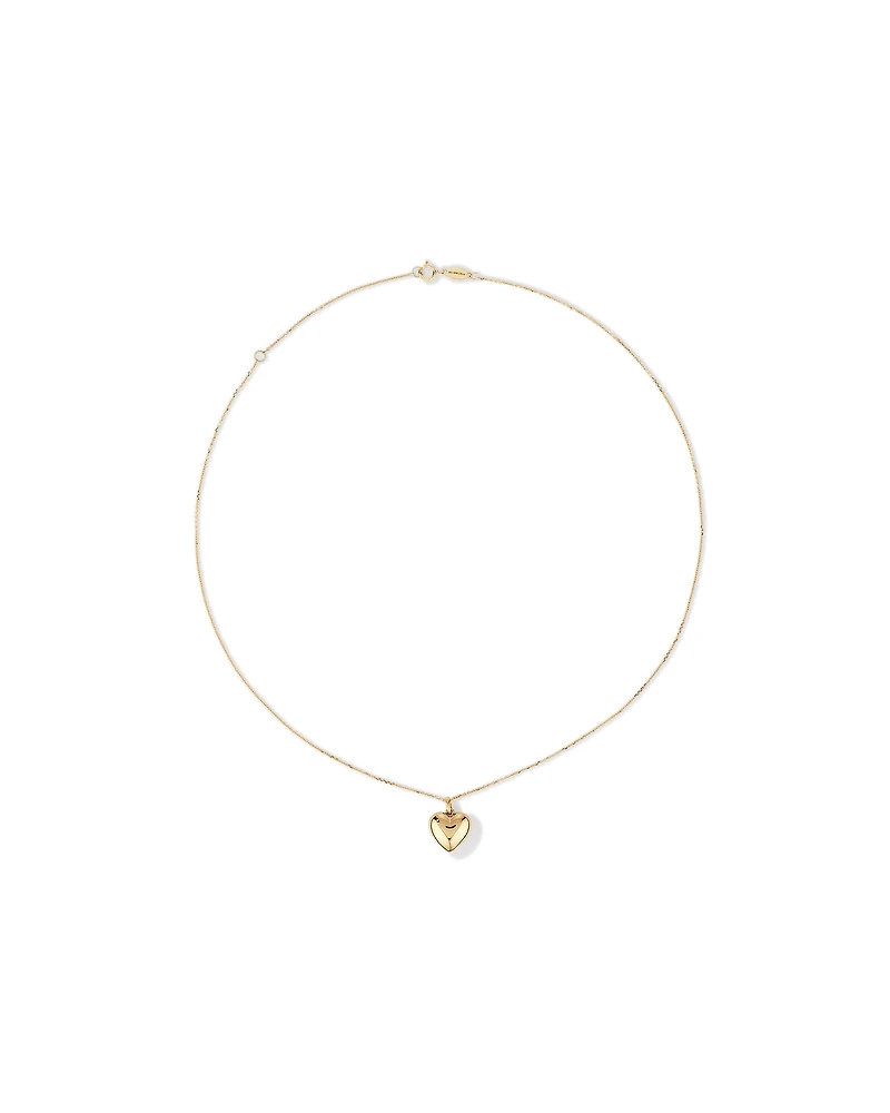 Puff Heart Pendant in 10kt Yellow Gold