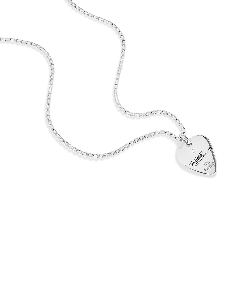 INXS Tim Farriss Engraved Guitar Pick Pendant with Chain in Recycled Sterling Silver