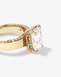 Bague de fiançailles en or jaune 18 carats avec diamant de laboratoire taille émeraude de 4,56 carats