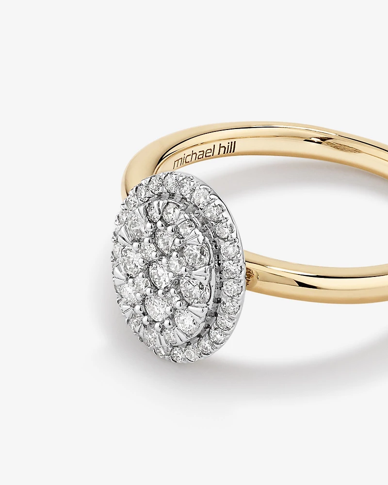 0,50 Carat TW Bague avec grappe de diamants en forme d'ovale en or jaune & blanc 14kt