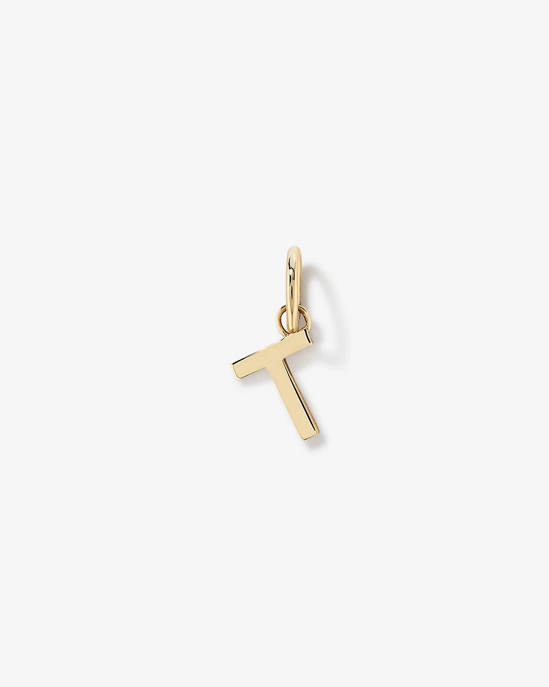 Letter T Initial Pendant in 10kt Yellow Gold