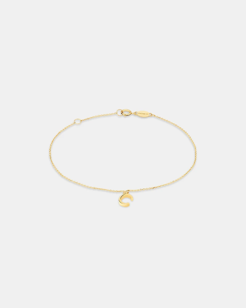 Collier à pendentif initiale C en or jaune 10 K