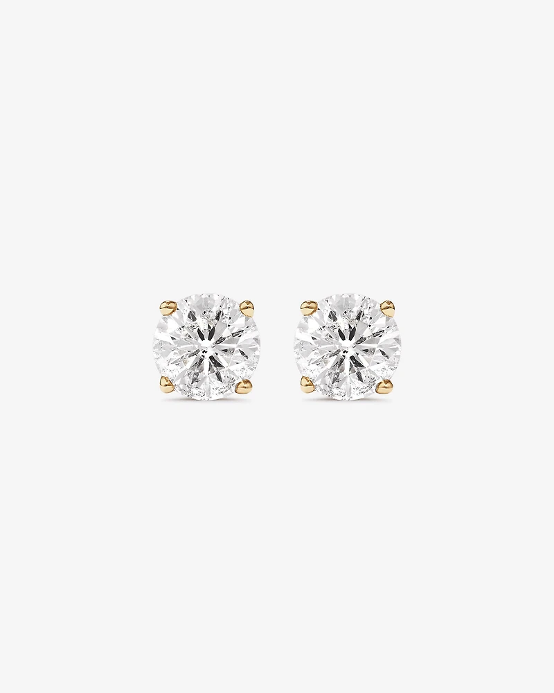 2.00 Carat TW Diamond Solitaire Stud Earrings 18kt Yellow Gold
