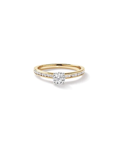Bague avec diamant Signature 101 rond brillant de 0,70 carat TW en or jaune et blanc 14 carats
