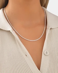 Chaîne cordelette en argent sterling de 50 cm, largeur de 2 à 2,5 mm