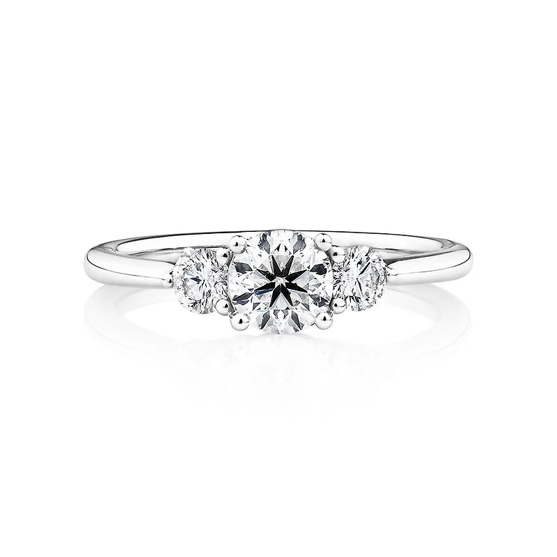 Bague de Fiançailles Trois Pierres Sir Michael Hill Designer avec 0,90 Carat TW de Diamants en Or Blanc 18kt
