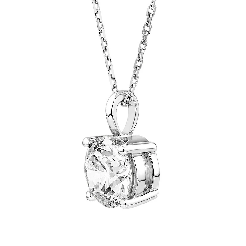 1,00 Carat TW Collier solitaire diamant sans défaut en or blanc 18kt