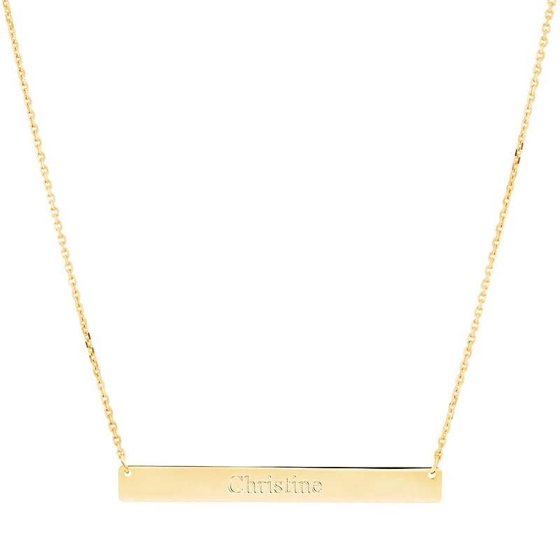 Engravable Bar Necklace in 10kt Yellow Gold