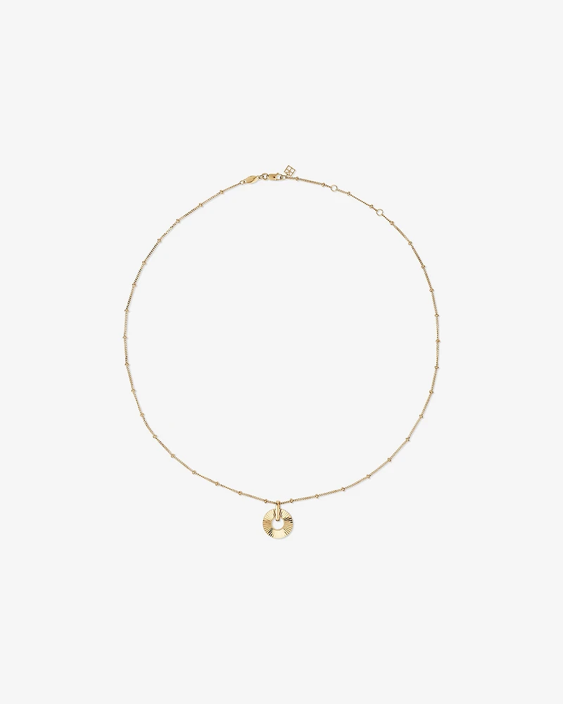 Sunray Open Circle Pendant Station Necklace in 10kt Yellow Gold