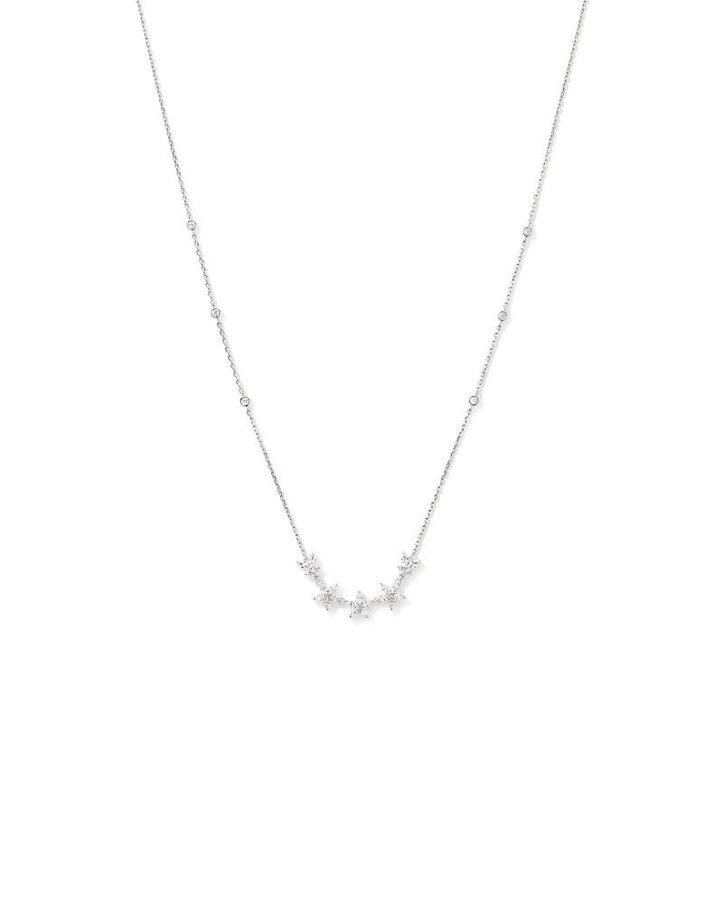 50cm (19.6") Floral Necklace with Cubic Zirconia in Sterling Silver
