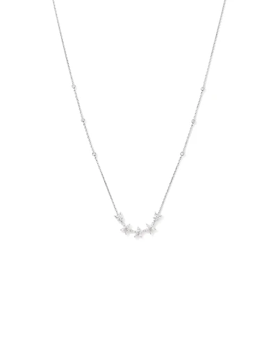 50cm (19.6") Floral Necklace with Cubic Zirconia in Sterling Silver
