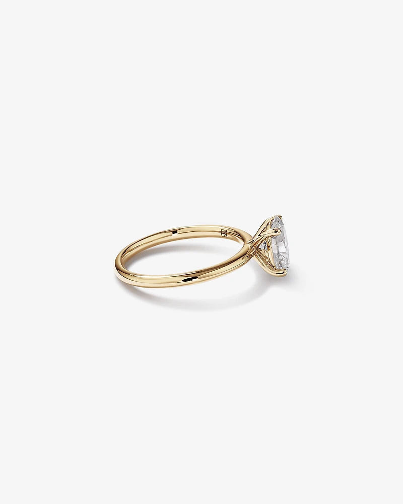 Bague de fiançailles solitaire ovale en diamant cultivé en laboratoire TW de 1,25 carat en or jaune 14 carats